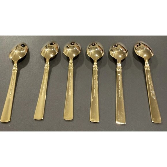 Reed & Barton Sanderling Set Of 6 Teaspoons Korea Gold Electroplate‎ Stainless - Picture 2 of 4